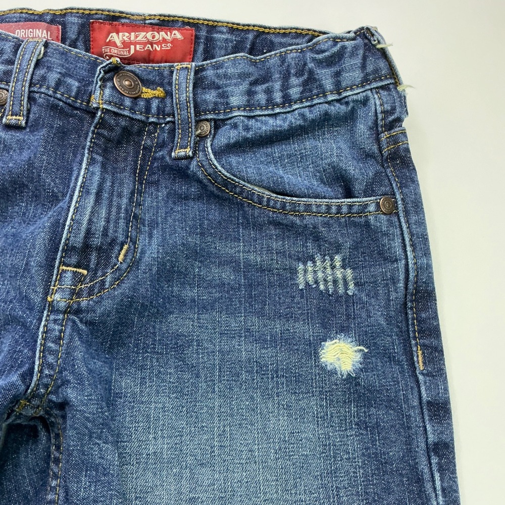 Arizona Blue Jeans Kids 10 Regular Straight Leg Factory Distressed Adjustable - Picture 9 of 16